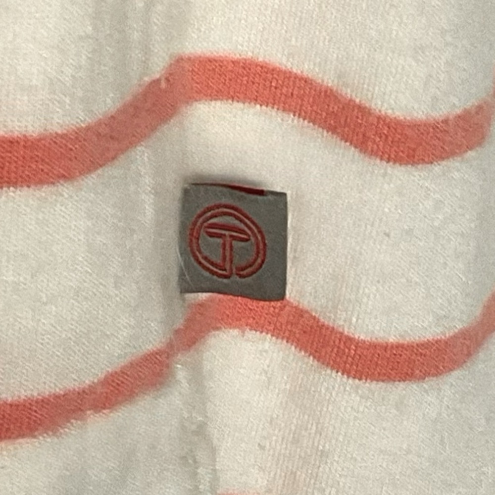 Talbots XSm Orange White Striped Hoodie French Pockets Drawstring Very Soft - Picture 7 of 10